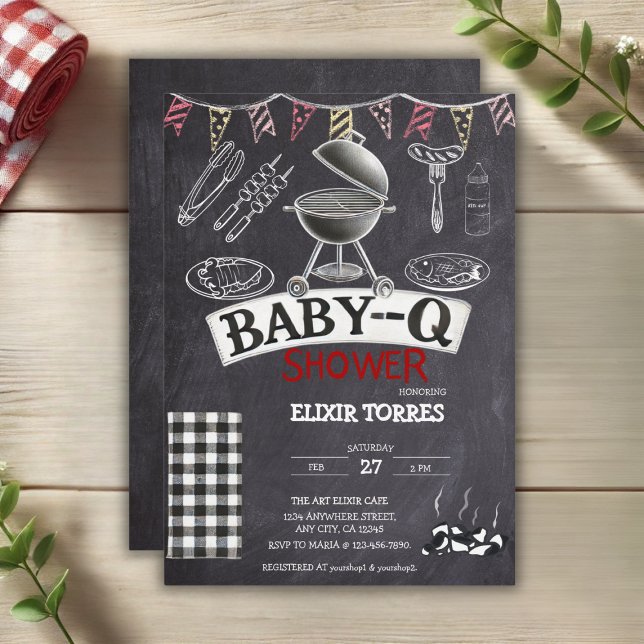 Chalkboard Baby-Q Grill Baby Shower Inbjudningar (Skapare uppladdad)