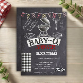 Chalkboard Baby-Q Grill Baby Shower Inbjudningar