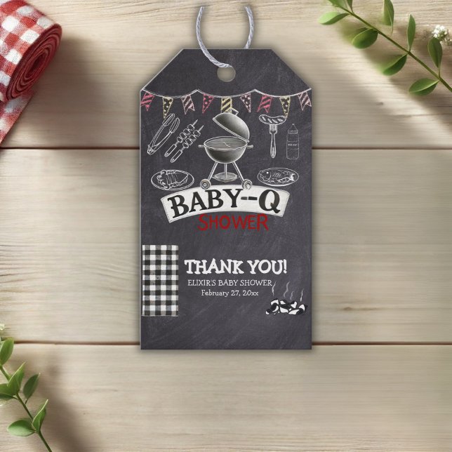 Chalkboard Baby-Q Grill Baby Shower Presentetikett (Skapare uppladdad)