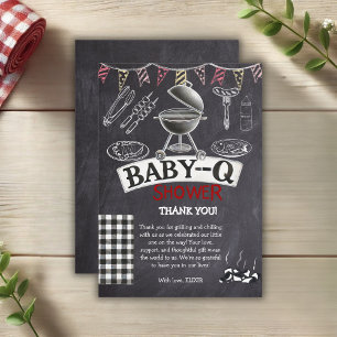 Chalkboard Baby-Q Grill Baby Shower Tack Kort