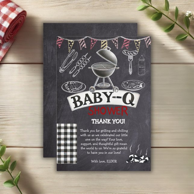 Chalkboard Baby-Q Grill Baby Shower Tack Kort (Skapare uppladdad)