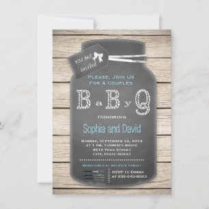 Chalkboard Baby Shower för Charm Rustic Mason Burk Inbjudningar