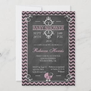 Chalkboard Baby Shower för Chevron Rosa Chalkboard Inbjudningar