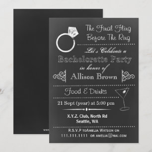Chalkboard Bachelorette Party-inbjudningar Inbjudningar