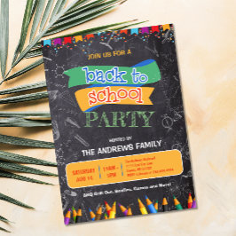 Chalkboard Back to school-familjen Party Inbjudningar