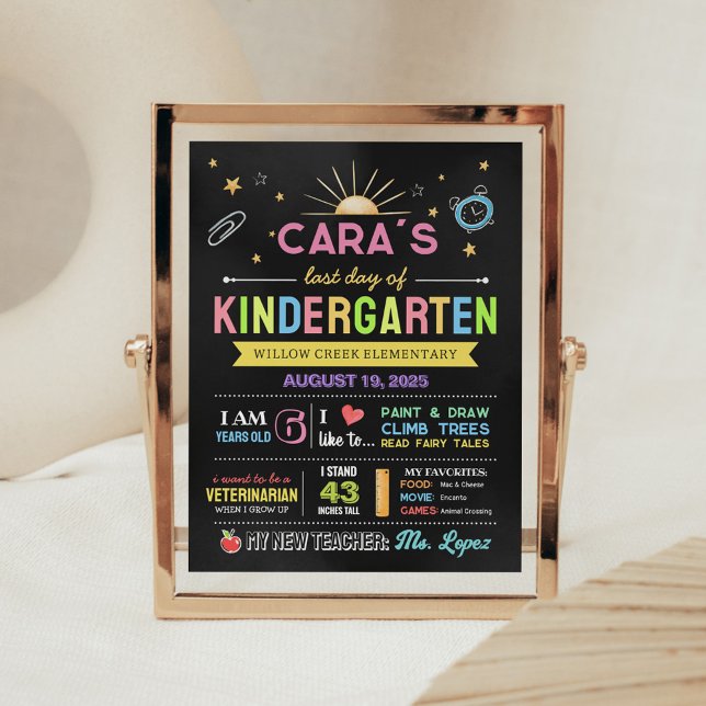 Chalkboard Back to school, förra dagen-tecken Poster (Back to School Chalkboard Last Day Sign)