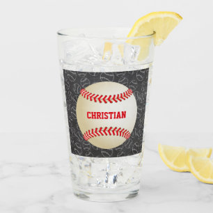 Chalkboard Baseball Mönster med Namn och Baseball Glaskopp