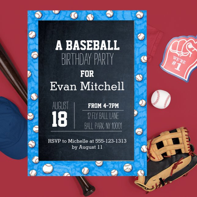 Chalkboard Baseball Party-inbjudan Inbjudningar (Skapare uppladdad)