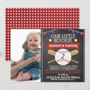 Chalkboard Baseball Photo Birthday-inbjudan Inbjudningar