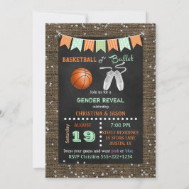 Chalkboard Basketball eller Ballet Gender Reveal Inbjudningar