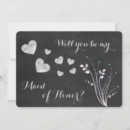 Chalkboard Beaded Blommigt Maid of honor-inbjudan Inbjudningar