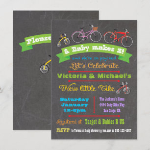 Chalkboard Bicycle Baby Shower-inbjudan Inbjudningar