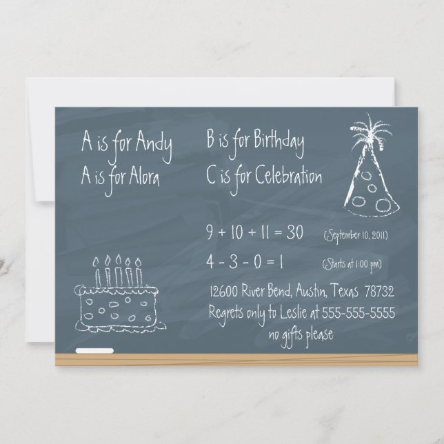 Chalkboard Birthday Inbjudningar (Framsida)