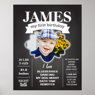 Chalkboard Birthday Poster med Photo