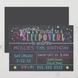 Chalkboard Birthday Sleepover Inbjudningar