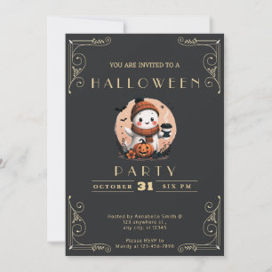 Chalkboard Black & Guld Ghost Coffee Halloween Inbjudningar