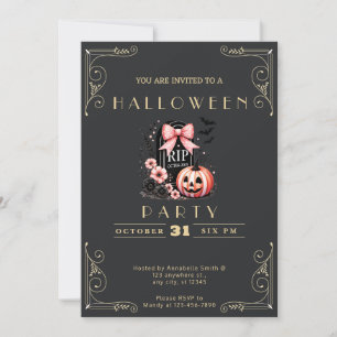 Chalkboard Black & Guld Grave RIP Halloween Inbjudningar