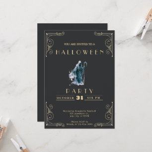 Chalkboard Black & Guld Grim Reaper Halloween Inbjudningar