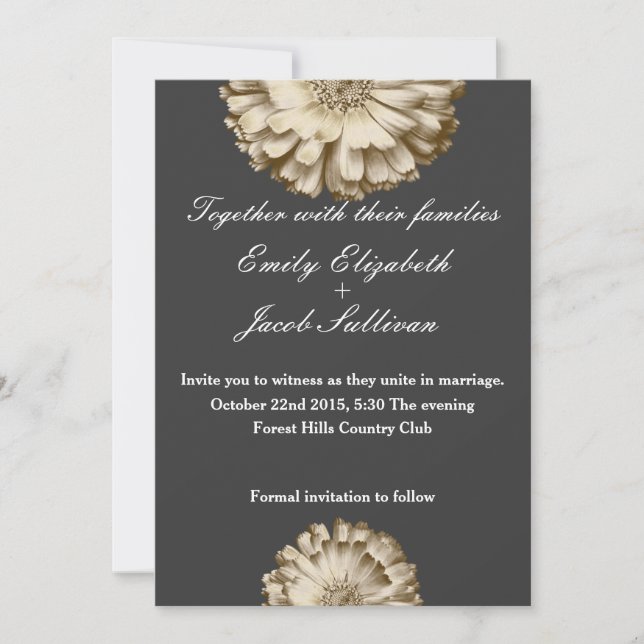 Chalkboard Blackboard Daisy Inspired Bröllop Spara Datumet (Framsida)