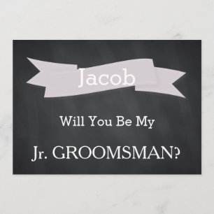 Chalkboard blir vår Jr Groomsman. Inbjudningar