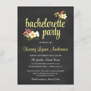 Chalkboard Blommigt Bachelorette Party-inbjudninga Inbjudningar