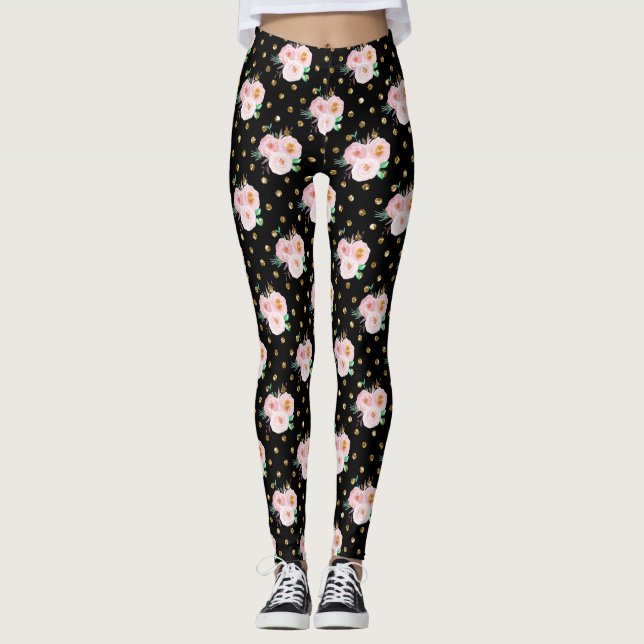 Chalkboard-Blommigt Leggings (Framsida)