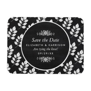 Chalkboard Blommigt Löv Bröllop spara datum Magnet