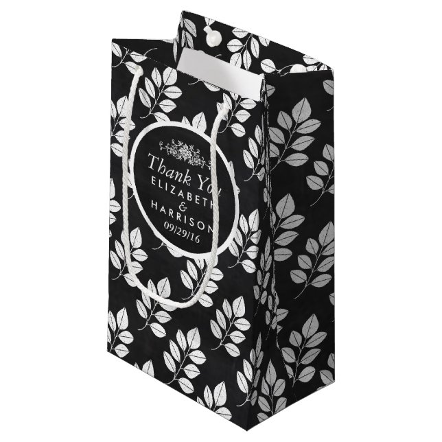 Chalkboard Blommigt Löv Wedding Favor (Framsidan Vinklad)