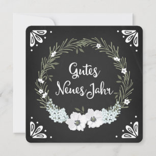 Chalkboard Blommigt Wandan Gott nytt år tyska Julkort
