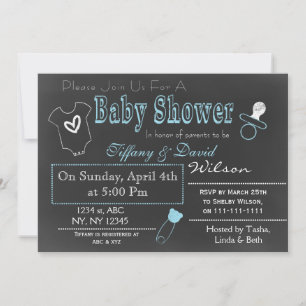 Chalkboard blue Couple's Baby dusch-inbjudan Inbjudningar