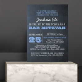 Chalkboard Blue Photo Pub Mitzvah-inbjudan Inbjudningar