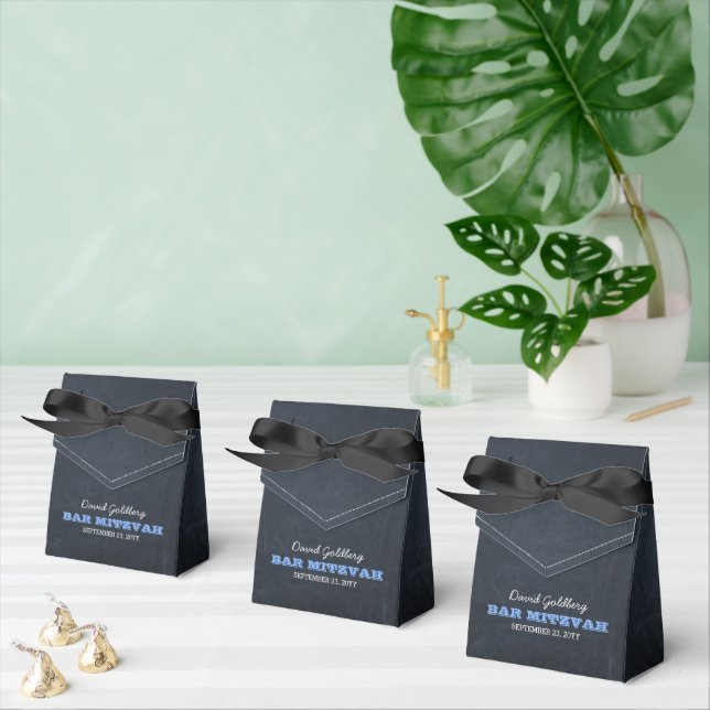 Chalkboard Blue Pub Mitzvah Favor Box Presentaskar (Multipel)