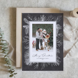 Chalkboard Botanical Frame Merry Christmas Photo Helgkort