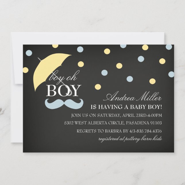 Chalkboard Boy Baby Shower-inbjudan Inbjudningar (Framsida)