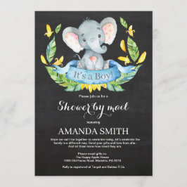 Chalkboard Boy Elephant Baby Shower by Mail Inbjudningar