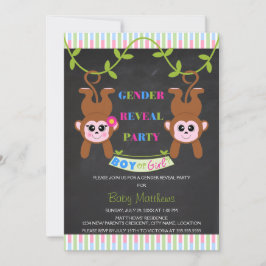 Chalkboard Boy eller Girl Monkey Gender Reveal Par Inbjudningar