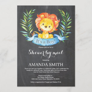 Chalkboard Boy Lejon Baby Shower efter e-postinbju Inbjudningar