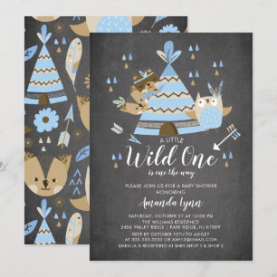 Chalkboard Boys Vild One Baby Shower-inbjudan Inbjudningar