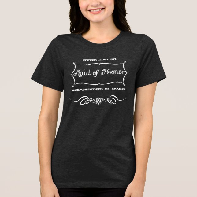 Chalkboard Bridesmaid Bröllopsfest T-Shirts (Framsida)