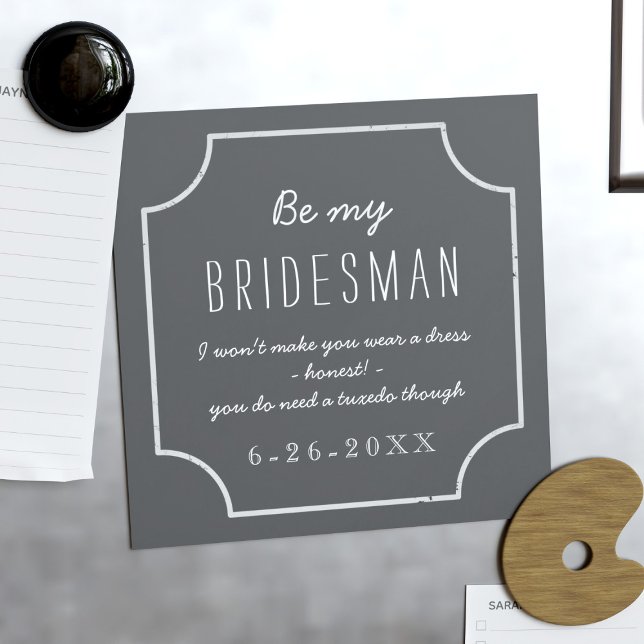 Chalkboard Bröllop be min Bridesman Frieri Magnetisk Inbjudningskort (Use this magnetic proposal card for your Bridesman and get him to stick it on his fridge.)