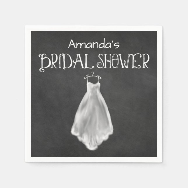 Chalkboard Bröllop Dress Möhippa Napkins Pappersservett (Framsidan)