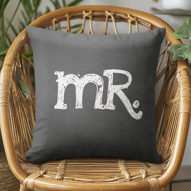 Chalkboard Bröllop Mister Kudde (Custom Pillow)