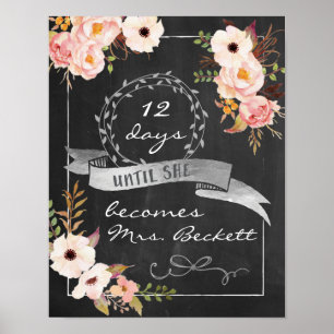Chalkboard Bröllop Möhippa-tecken Poster