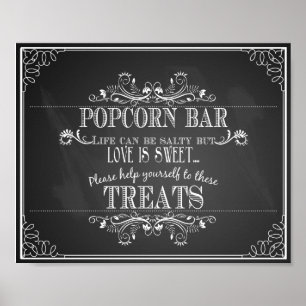 Chalkboard Bröllop Popcorn Pub bord Poster