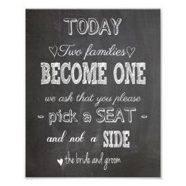 Chalkboard Bröllop skriver under två familjer. Fototryck