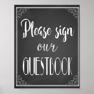Chalkboard Bröllop-utskrift Skriv din gästbok Poster
