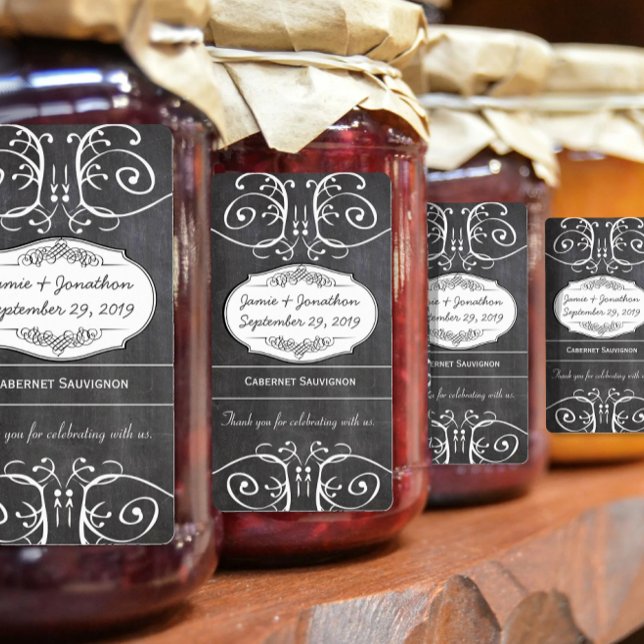 Chalkboard Bröllop Vin-etikett Fraktsedel (Skapare uppladdad)