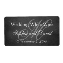 Chalkboard Bröllop Vin-etikett, monogram - första
