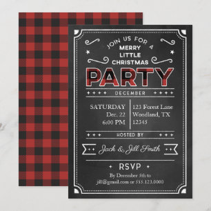Chalkboard & Buffalo Play-julen Party Inbjudan