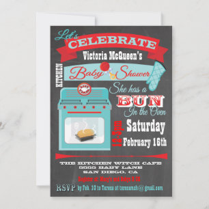 Chalkboard "Bun in the Oven" Baby Shower Inbjudan